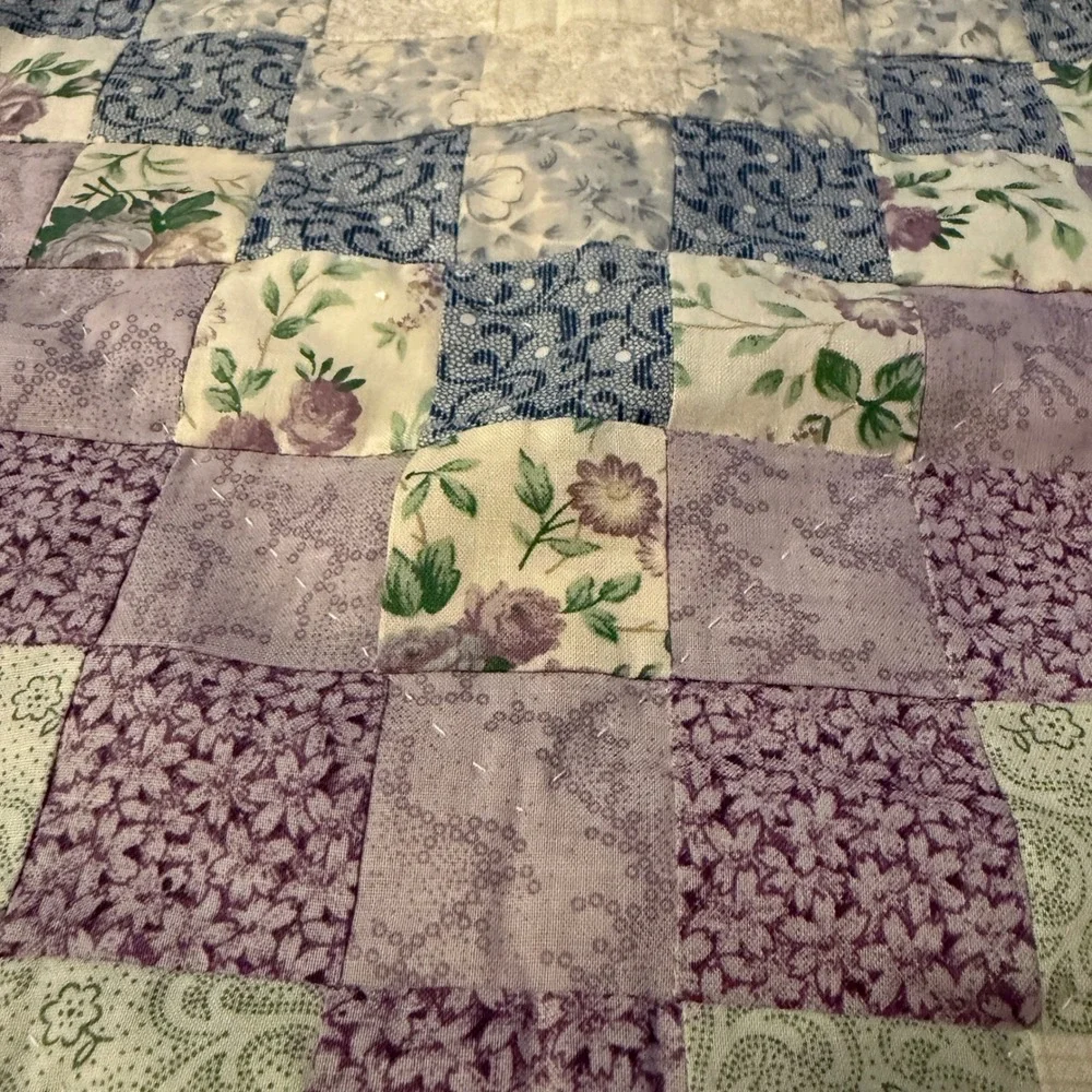 Pillow Sham Textile Handicrafts Quilted Purple Blue Floral 31 x 25